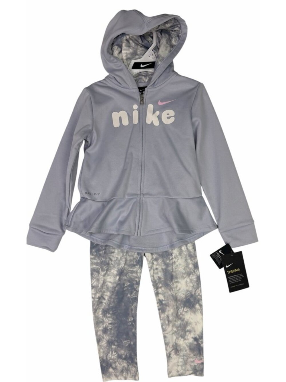 Nike Girls Hoodie & Leggings Set 4T Ghost Purple Peplum Style Jacket NEW $48